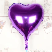 Kalp Uçan Balon Folyo Mor 80 cm 32 inç - 1