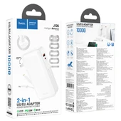 Hoco J126 USB-A+Type-C Çıkışlı Type-c+Lightning Kablolu 10000mAh Powerbank Şarj Aleti (Beyaz) - 4