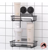 Geseus Va kumlu İki Katlı Banyo Rafı Şampuanlık Delme Vida Matkap Yok! Mat Siyah-DM242 - 2