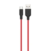 HOCO X21 Plus USB to Type-C 3A Silikon Hızlı Şarj ve Data Kablosu (Siyah-Kırmızı) - 1