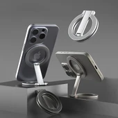 Çok Fonksiyonlu 360 Dönebilen Manyetik Katlanır Telefon Tutucu (Gri) - 3