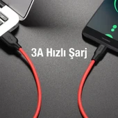 HOCO X21 Plus USB to Type-C 3A Silikon Hızlı Şarj ve Data Kablosu (Siyah-Kırmızı) - 5