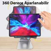 Metal Masa Üstü Standlı Mıknatıslı Tablet Telefon Tutucu (Gri) - 3