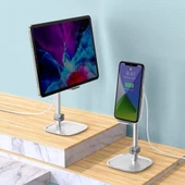 Baseus Literary 15W Kablosuz Şarj Masaüstü Telefon Tutucu Stand Wireless Şarj (Gümüş) - 5