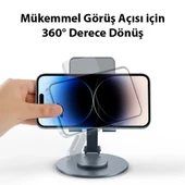 Dux Ducis ES Series Alüminyum Alaşımlı 360° Dönebilen Katlanır Telefon Standı (Gri) - 6