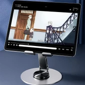 720 Derece Ayarlanabilir Alüminyum Telefon-Tablet Standı (Gri) - 3
