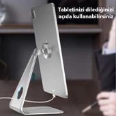 Metal Masa Üstü Standlı Mıknatıslı Tablet Telefon Tutucu (Gri) - 5