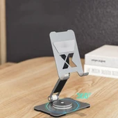 Universal 360 Derece Dönebilen ve Katlanabilen Tablet ve Telefon Standı (Gri) - 4