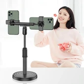Masaüstü Sosyal Medya Youtube Tiktok Canlı Yayın Çift Telefon Tutucu Stand (Siyah) - 3