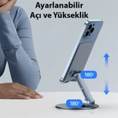 Dux Ducis ES Series Alüminyum Alaşımlı 360° Dönebilen Katlanır Telefon Standı (Gri) - 3
