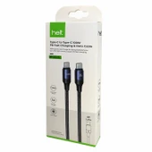 Helt HT-DC15 100W PD İp Örgü 120 Cm Type-C To Type-C Şarj ve Data Kablosu (Siyah) - 3