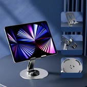 720 Derece Ayarlanabilir Alüminyum Telefon-Tablet Standı (Gri) - 2