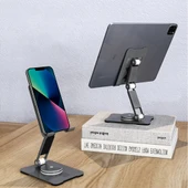 Universal 360 Derece Dönebilen ve Katlanabilen Tablet ve Telefon Standı (Siyah) - 4