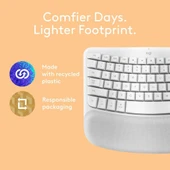 Logitech Wave Keys Kablosuz BluLogitech Wave Keys Kablosuz Bluetooth İngilizce Q Klavye Beyaz - 7