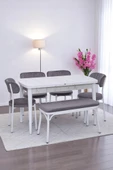 Nehir Beta Banklı Lak Panel Açılır Mutfak Masa Takımı 75x130cm - 1