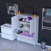 Modilayn İLKİM 100 x 138 x 32,5 cm' lik Kapak İçi Çift Raflı, Üç Akıllı Çamaşır Sepetli Dolap thumbnail 1