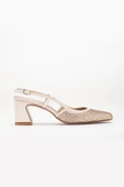 Kadın Kısa Topuklu Abiye Ayakkabı Ten Taş Döşeme Yuvarlak Burun thumbnail 3