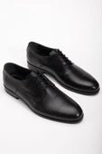 Hakiki Deri Erkek Klasik Ayakkabı Siyah Bağlı Yüzüdüz thumbnail 1