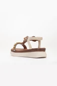 Kadın Dolgu Topuk Sandalet Bej Boncuk İşlemeli Elastik Bantlı thumbnail 5