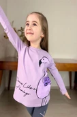 Flamingo Desenli Lila Renk Kız Çocuk Taytlı Takım - 1