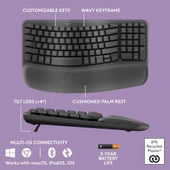 Logitech Wave Keys MK670 Combo M550 L Kablosuz Mouse Kablosuz Ergonomik İngilizce Klavye - 4