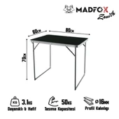 Madfox Zenith Katlanır Kamp Masası SİYAH - 7