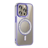 iPhone 15 Pro Max Kılıf Pırlanta Taş Tasarımlı Kablosuz Şarj Özellikli Karetta Silikon Kapak thumbnail 1