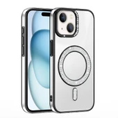 iPhone 15 Kılıf Pırlanta Taş Tasarımlı Kablosuz Şarj Özellikli Karetta Silikon Kapak thumbnail 10