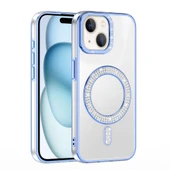 iPhone 15 Kılıf Pırlanta Taş Tasarımlı Kablosuz Şarj Özellikli Karetta Silikon Kapak thumbnail 8