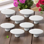 8 Adet Plastik Kulp Beyaz Bombeli Düğme Mobilya Mutfak Dolap Dolabı Tek Vidalı Çekmece Kulbu Kulpları thumbnail 1