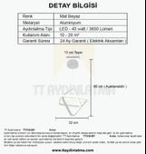 TT Aydınlatma TT316-BY  2Kare Modeli Mat Beyaz Led Avize thumbnail 4
