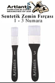 Zemin Fırçası 1 ve 3 Numara 2 Adet Siyah Saplı Beyaz Fırça Kıllı Sentetik İpek Uçlu Kıl Akrilik Guaj Yağlı Boya Fırçası thumbnail 1
