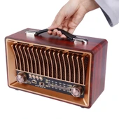 Nostaljik Ahşap Şarjlı 3 Bant Büyük Boy Radyo,Tf,Usb Girişli,Fm Radyo,Bluetooth Bağlantılı- R-1918BT - 4