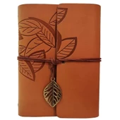 Deri Yaprak Desenli Defter - 1