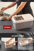 Sürgülü Kapaklı 10 Lt Erzak Bakliyat Un Şeker Saklama Kabı - 4