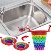 Mutfak - Banyo  Lavabo Filtresi Süzgeci Gökkuşağı Kademeli Drenaj Deliği Atık Filtresi - 1