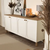 Set 1280-2100-1700 Monza Membran (Mdf Kapaklı) Bohem Tv Ünitesi-Orta Sehpa-Konsol Seti Sepet-Beyaz - 5