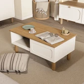 Set 1280-2100-1700 Monza Membran (Mdf Kapaklı) Bohem Tv Ünitesi-Orta Sehpa-Konsol Seti Sepet-Beyaz - 7
