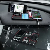 Kaymaz Torpido Üstü Park Telefon Numaralı Telefon Tutucu Renkli Şeritli Araç Matı - 5