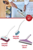 Flora 3’lü Trendy Temizlik Seti, F367 Bulaşık Fırçası + F388 Lavabo Küvet Fırçası + F009 Camsil Seti thumbnail 1