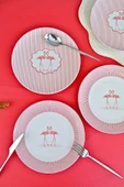 Tabak Evi Flamingo Tuval Pasta Takımı 20cm 4 Kişilik 4 Parça TVL4PTPRS1158 - 6