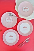 Tabak Evi Flamingo Tuval Pasta Takımı 20cm 4 Kişilik 4 Parça TVL4PTPRS1158 - 1