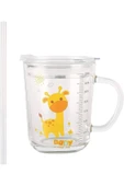 PİPETLİ CAM BARDAK KUPA HAYVAN DESENLİ SULUK  450 ML PİPETLİ KUPA ÇOCUK - 2