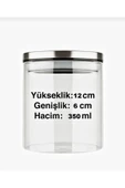 3 Adet 350 Ml Borosilik Cam Metal Kapaklı Baharatlık Vakumlu Saklama Kavanozu - 3