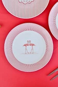 Tabak Evi Flamingo Tuval Pasta Takımı 20cm 4 Kişilik 4 Parça TVL4PTPRS1158 - 2