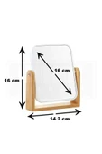 Çift Taraflı Bambu Makyaj Aynası 6'' Masa Üstü Aynası Beyaz - 4