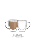 Double Wall Çift Cidarlı 2 Li Cam Bardak 350 Ml - 2