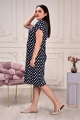 Dipmoda kadın cepli puantiyeli büyük beden elbise AYSL80 thumbnail 3