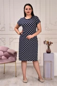 Dipmoda kadın cepli puantiyeli büyük beden elbise AYSL80 thumbnail 2
