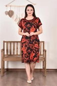 Dipmoda kadın büyükk beden desenli viskon elbise AYSL82 thumbnail 1